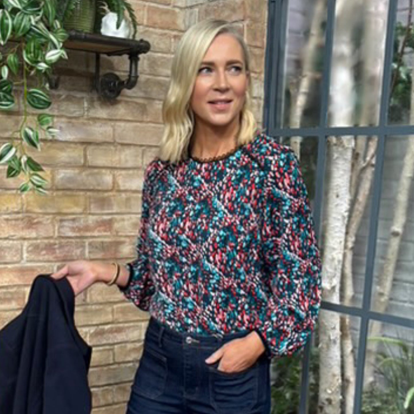 Roberta Speckled Top Teal/Red