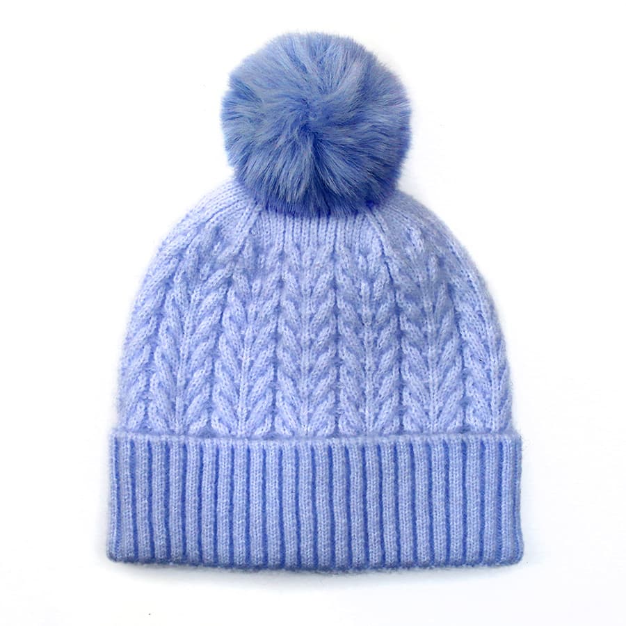 POM Ice Blue Recyclable Bobble Knitted Hat