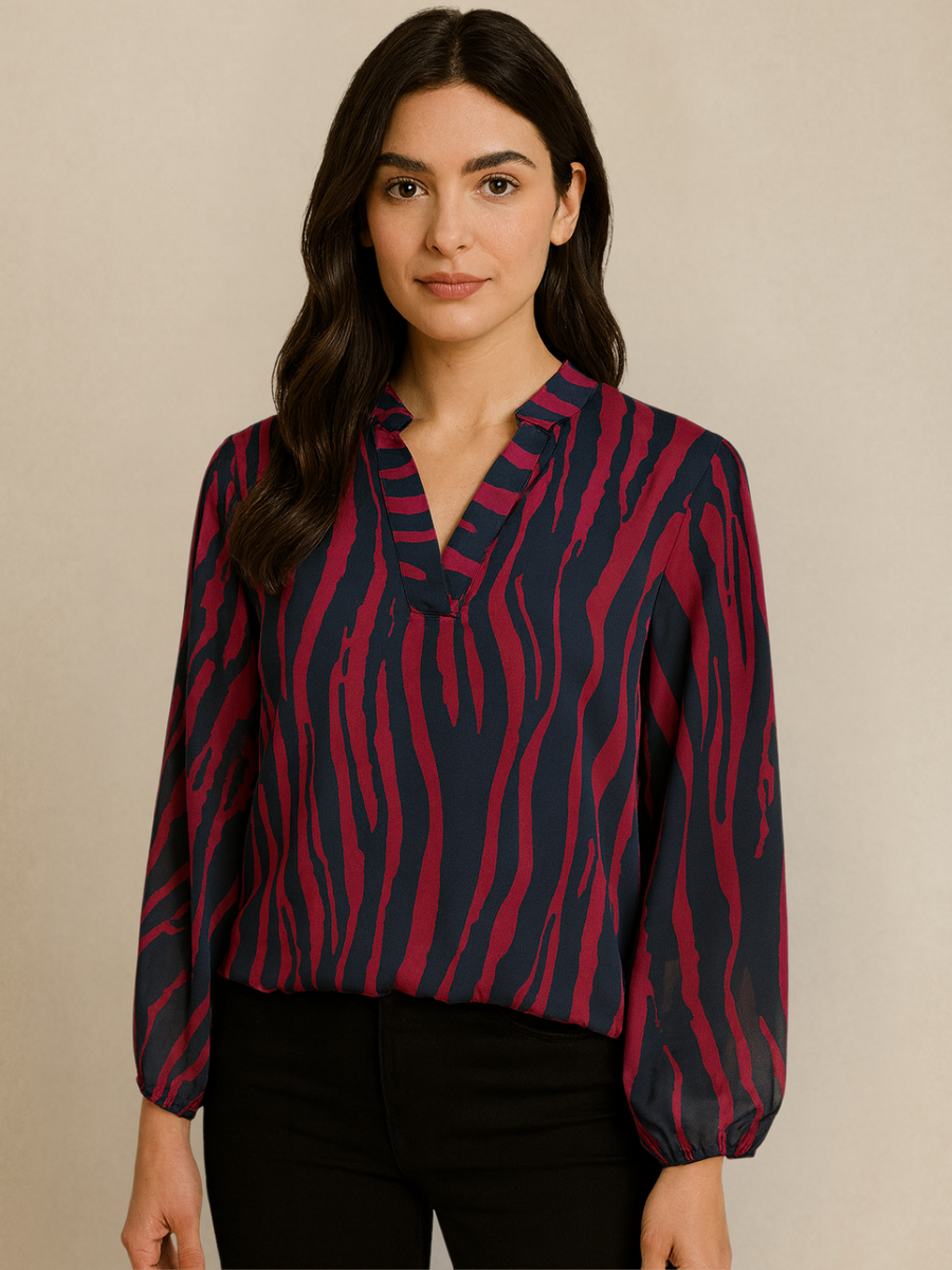 Rema Magenta & Navy Print Band Top