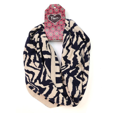 POM Navy & Beige Animal Print Snood