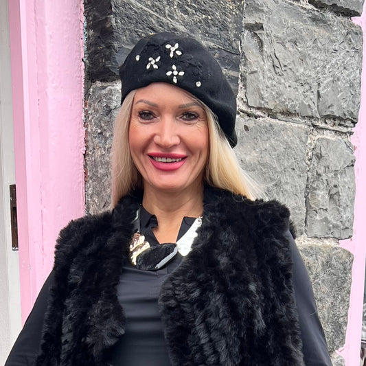 Soft Knit Beret With Crystals (3 Colours)