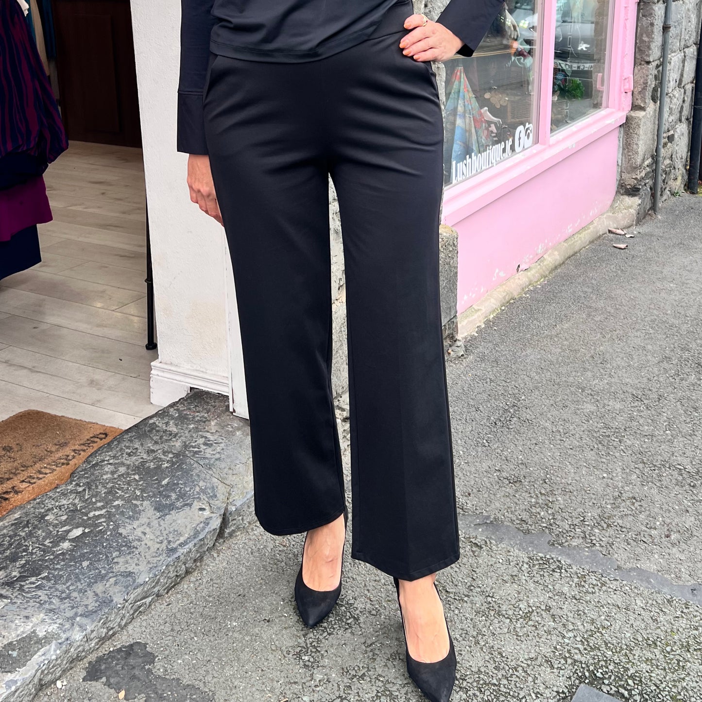 DECK Straight Leg Trousers Black