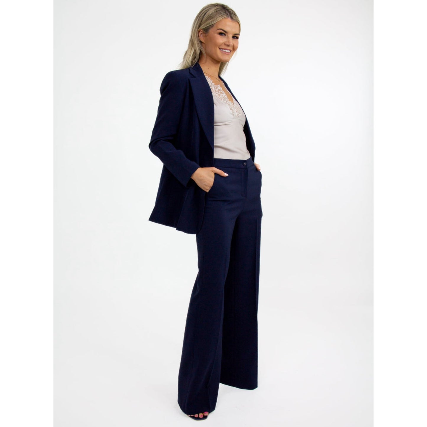 Jessica Straight Leg Tailored Trousers Navy