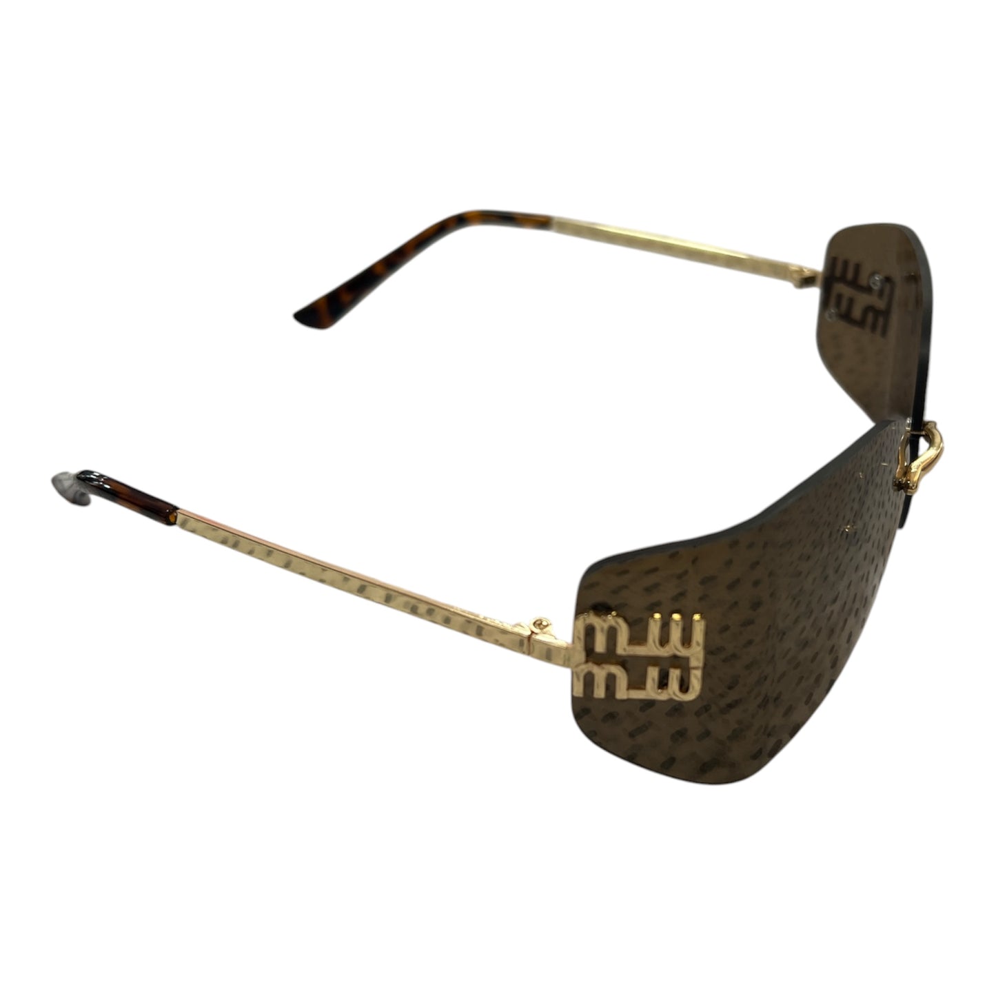 Brown & Gold Wraparound Sunglasses