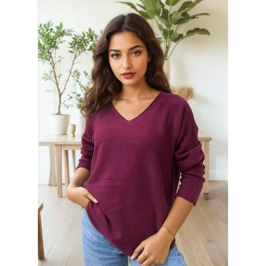 Rosa V Neck Plain Jumper (3 Colours)