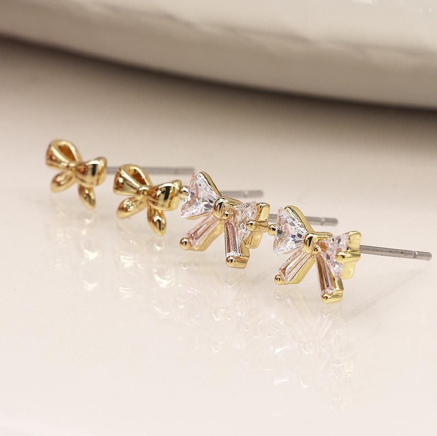 POM Gold Bow Earrings (Set of 2)