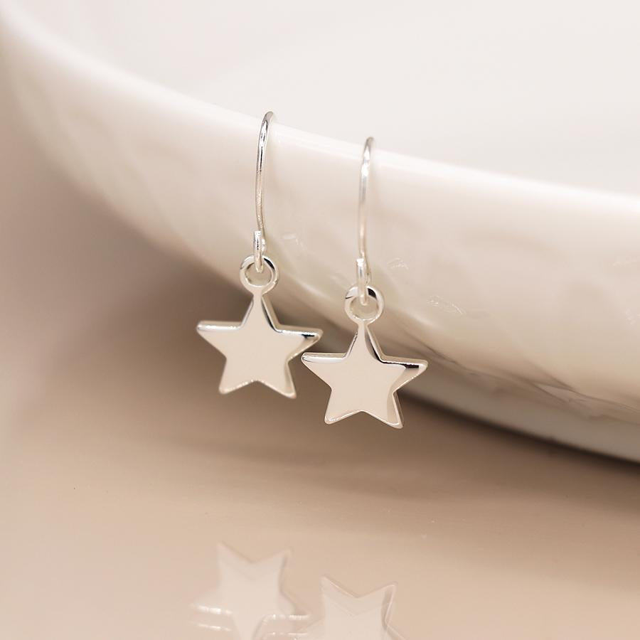 POM Silver Plated Star Drop Earrings