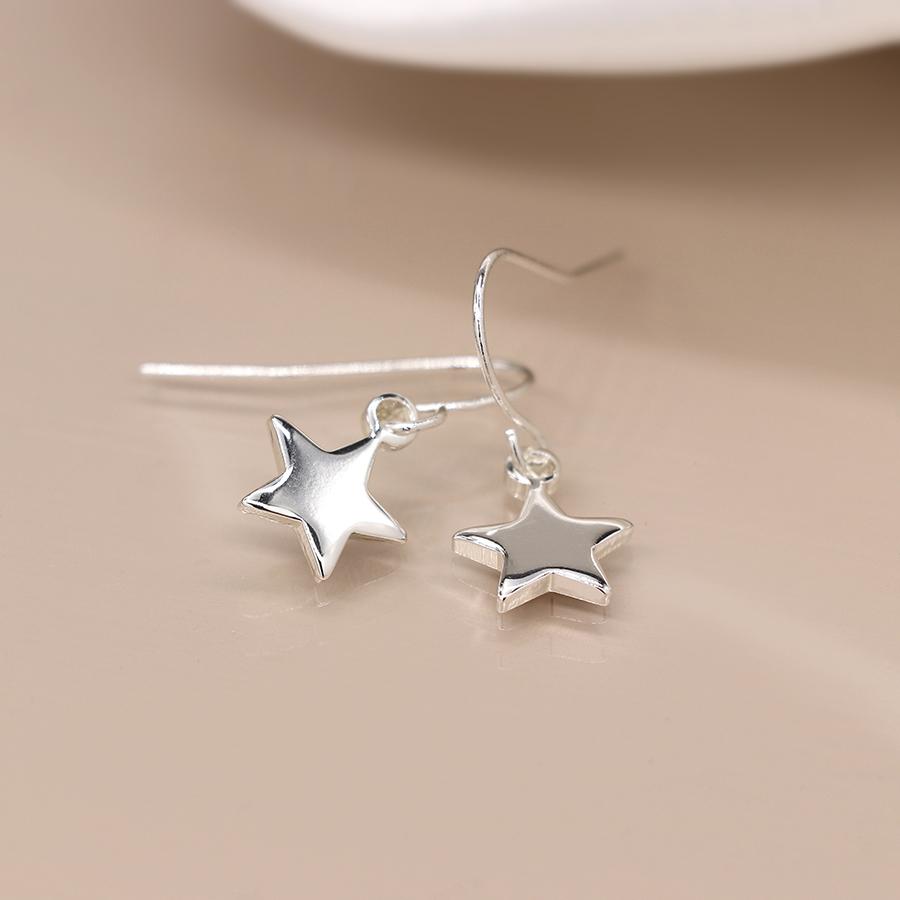 POM Silver Plated Star Drop Earrings