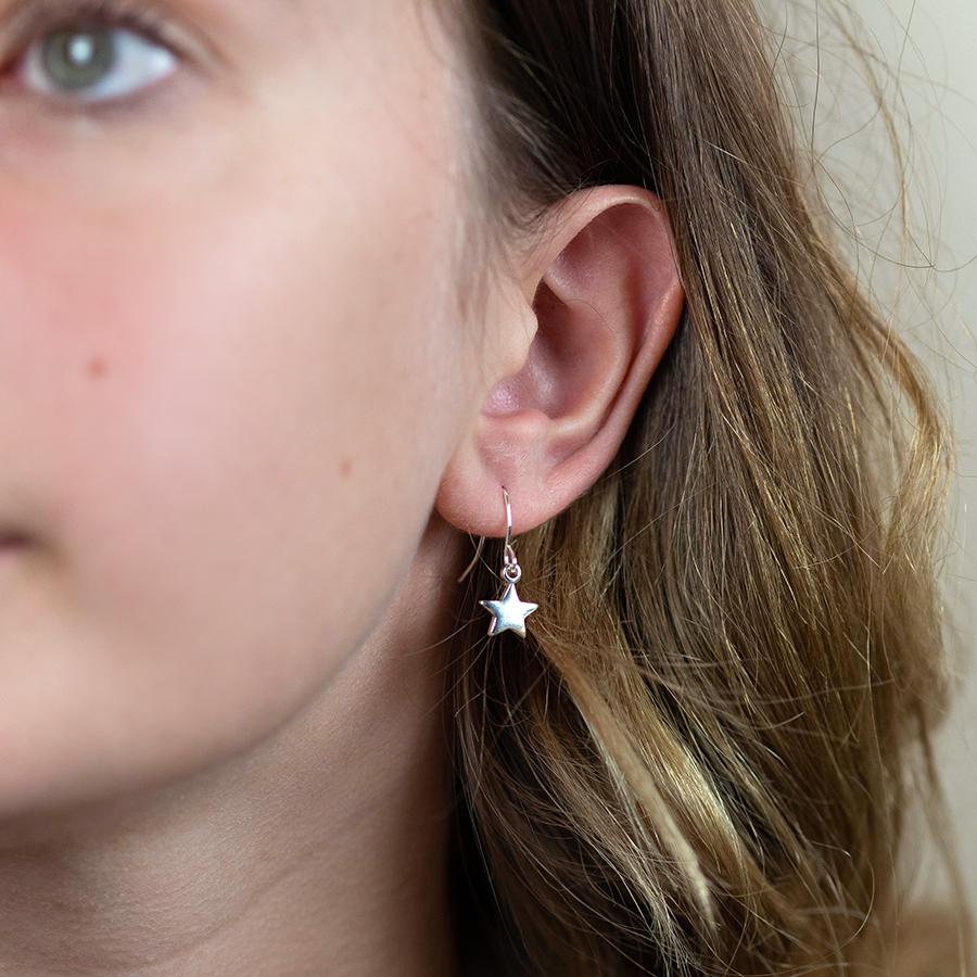 POM Silver Plated Star Drop Earrings