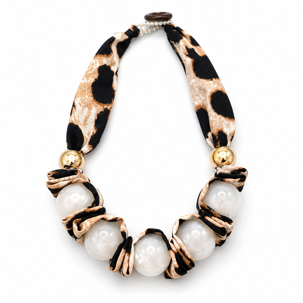 Leopard & White Ball Statement Necklace