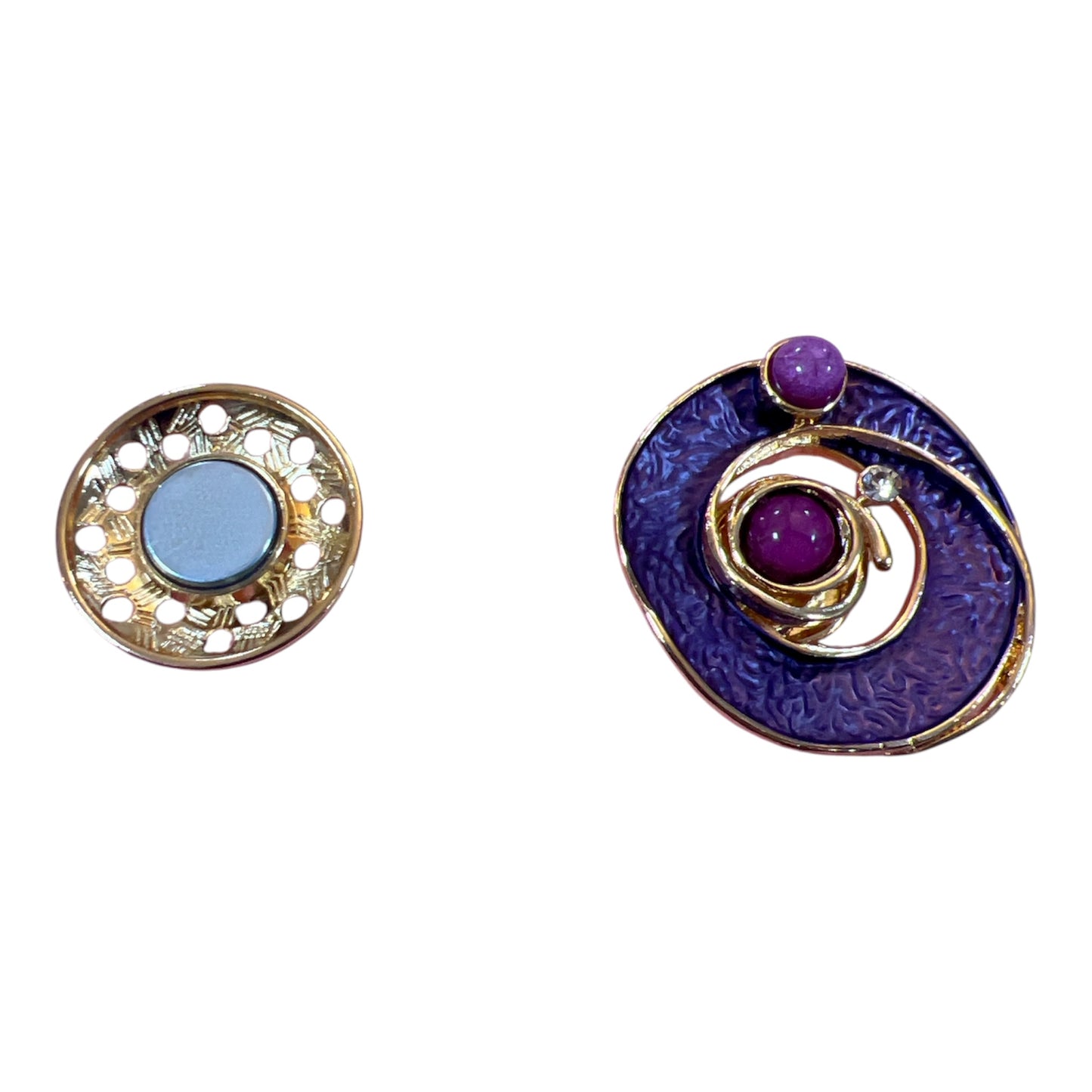 Magnetic Brooch Purple & Gold Circle