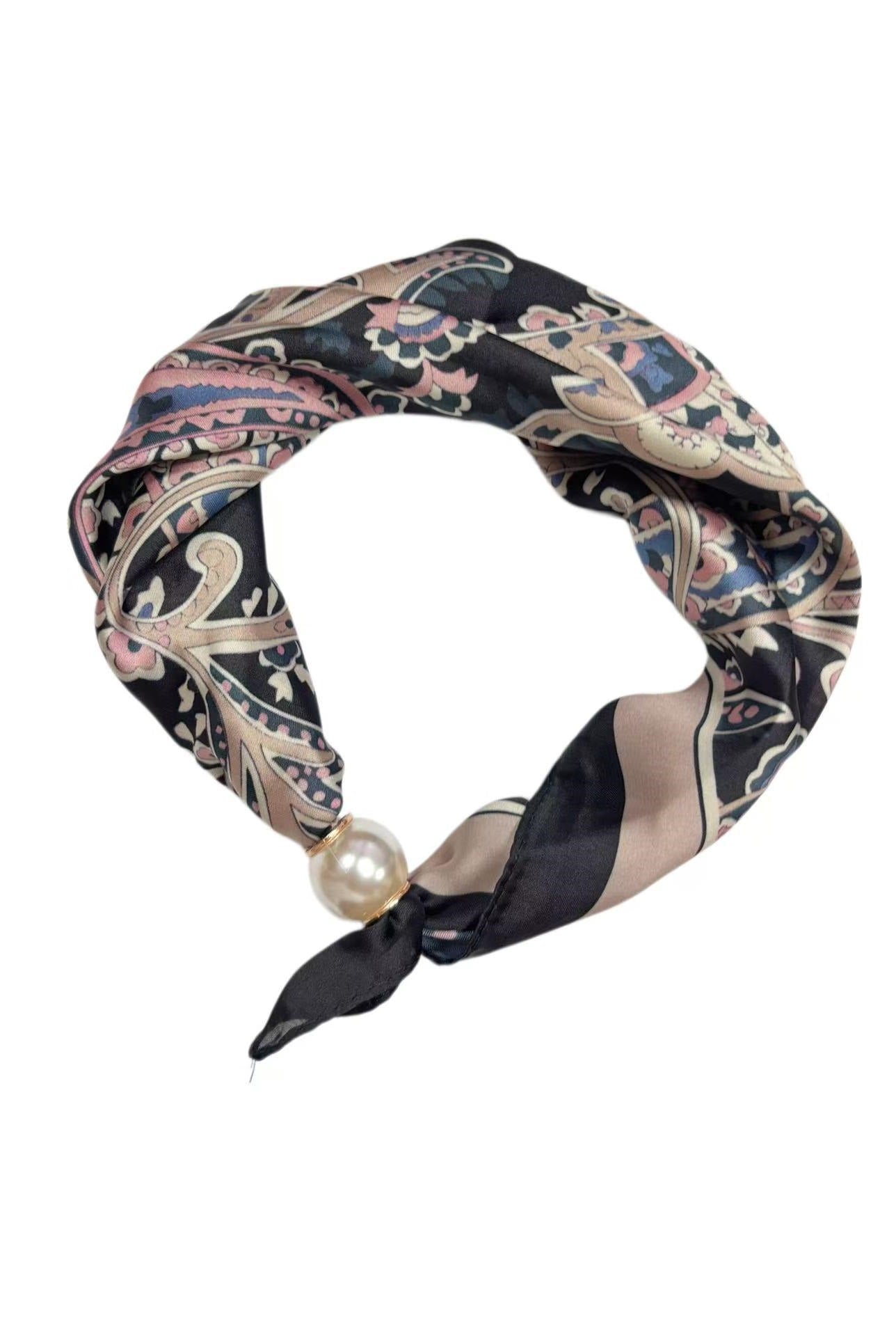 Neck Scarf Magnetic Pearl Black Paisley
