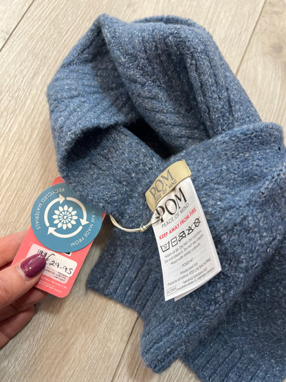 POM Blue Knit Collar Scarf