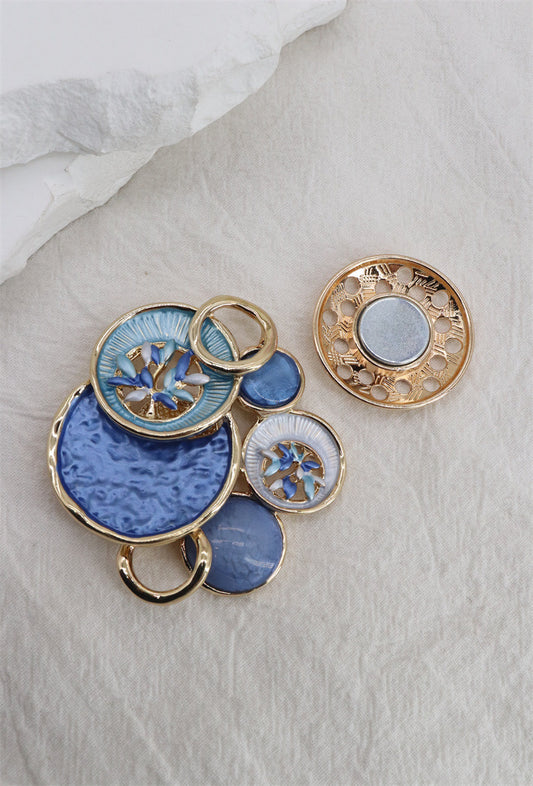 Blue & Gold Tree Of Life Magnetic Brooch