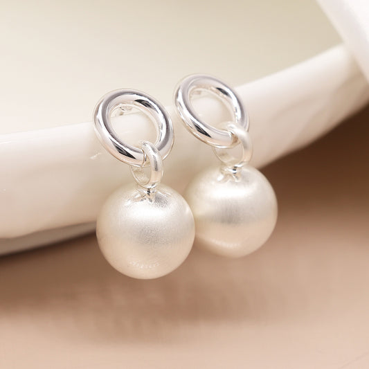 POM Silver Ball Drop Earrings