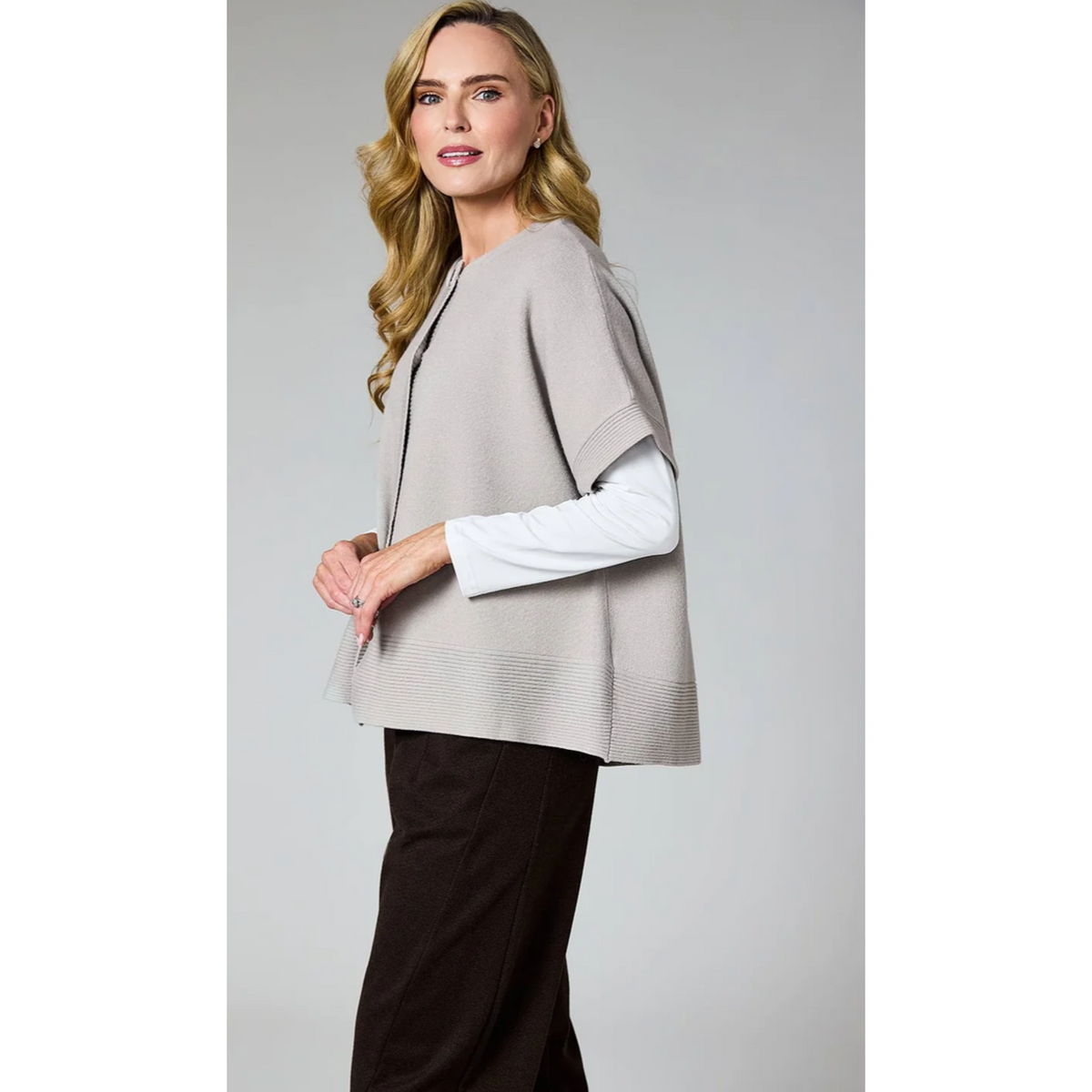 DECK Taupe Sleeveless Cardigan