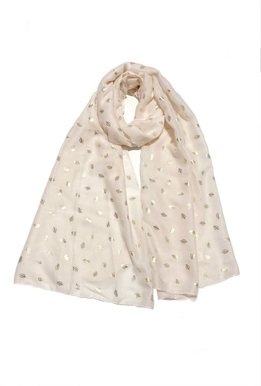 Lightweight Scarf Gold Metallic Leaves (6 Colours)
