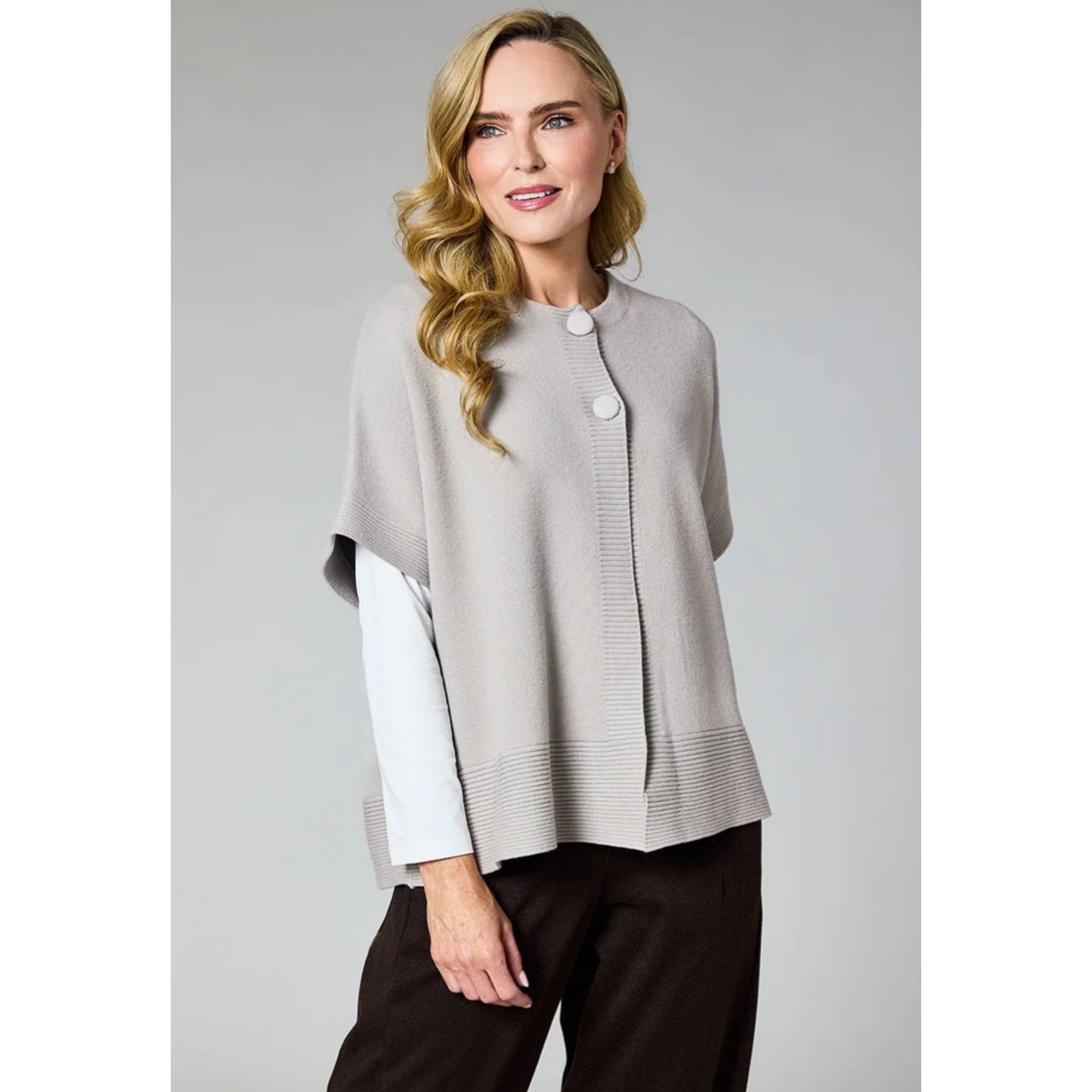 DECK Taupe Sleeveless Cardigan