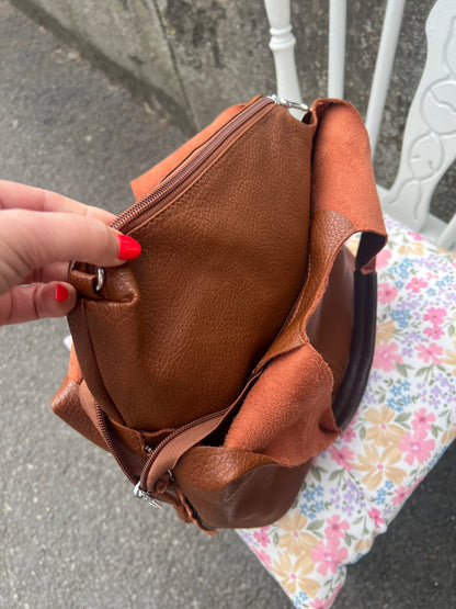Tan Soft Leatherette Shoulder Bag