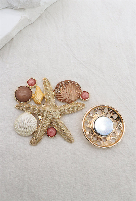 Magnetic Brooch Gold & Brown Starfish