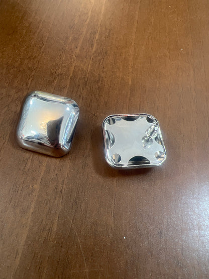 Silver Square Statement Earrings