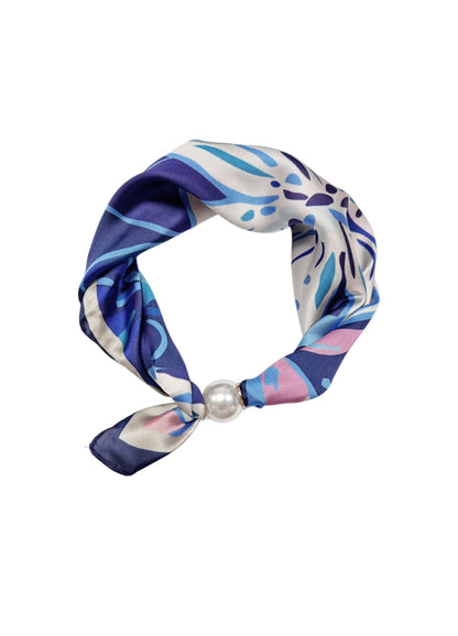 Magnetic Pearl Neck Scarf Blue & Pink