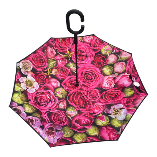 Upside Down Umbrella Pink Roses