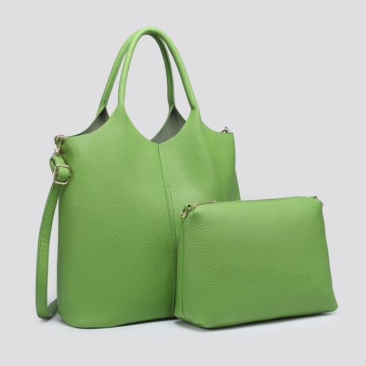 Green Soft Leatherette Tote Bag in A Bag