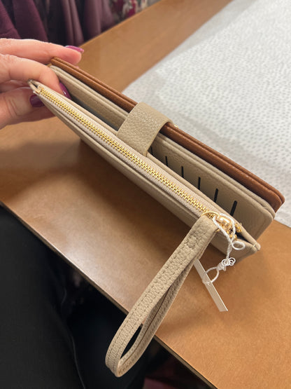 Tan & Beige Wristlet Wallet