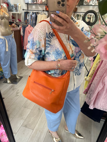 Sunset Orange Leatherette Shoulder Bag/Crossbody