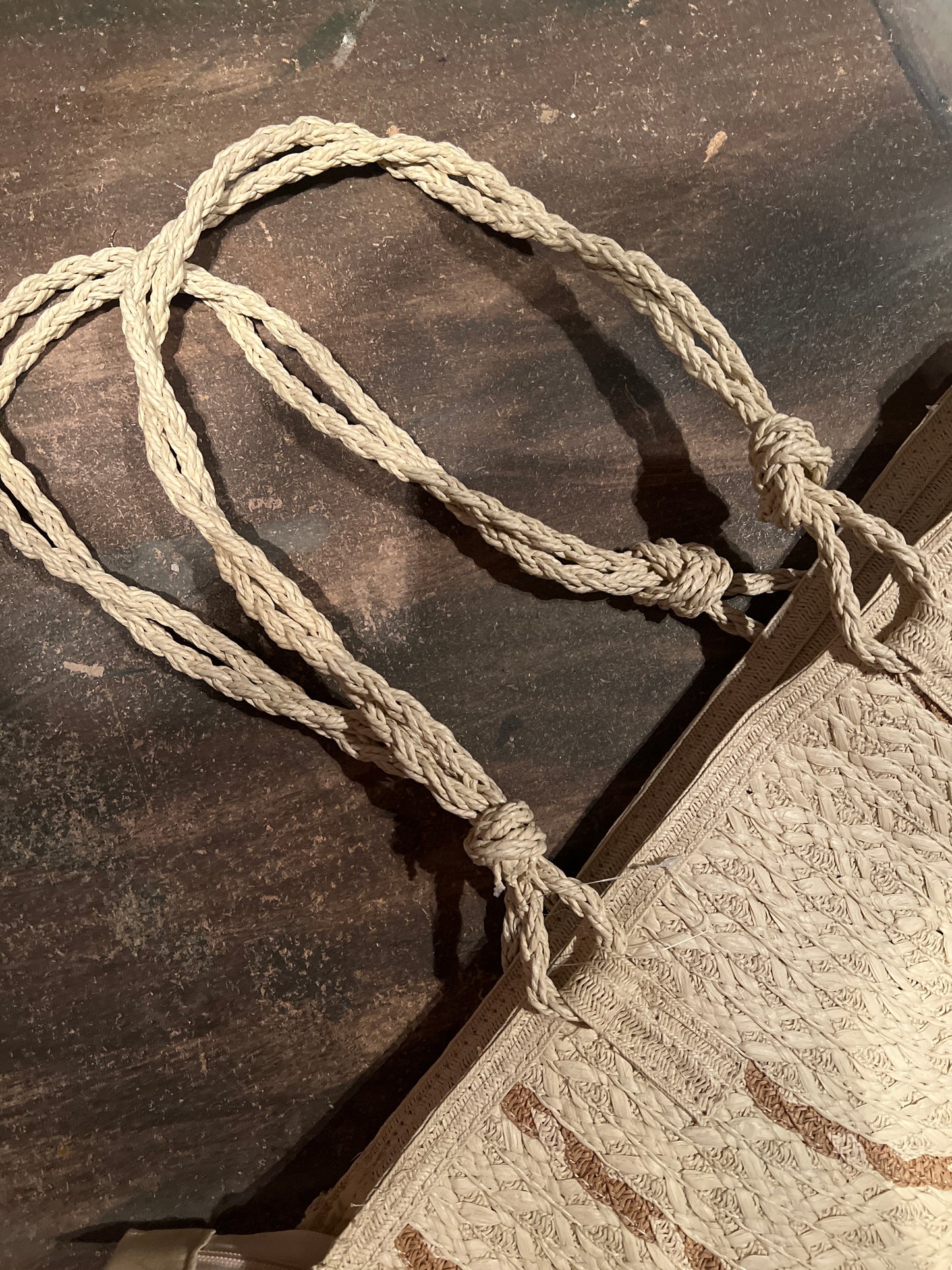 Weaved Natural & Tan Rattan Tote Shoulder Bag