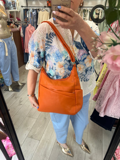 Sunset Orange Leatherette Shoulder Bag/Crossbody