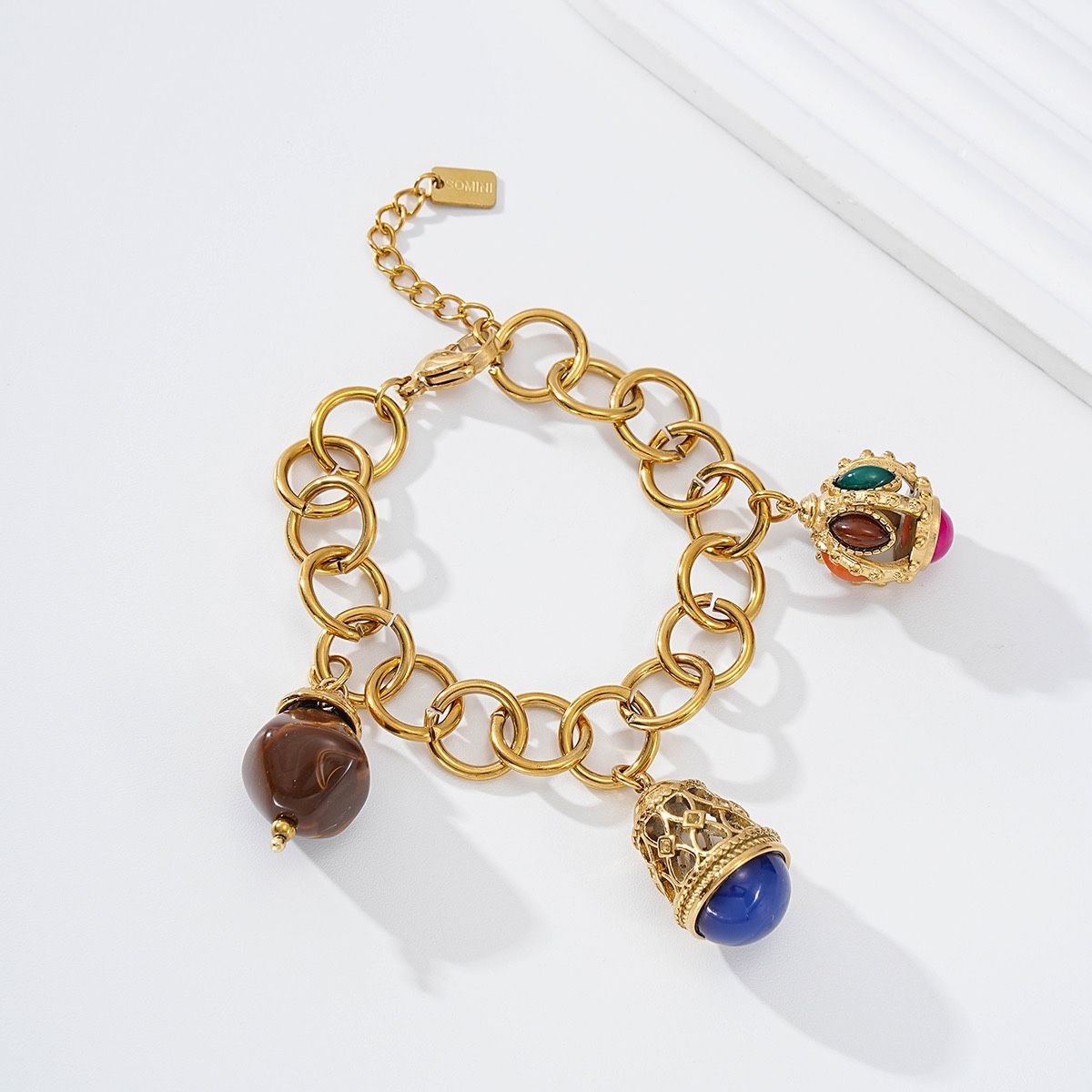 Gold Charm Bracelet Multicoloured