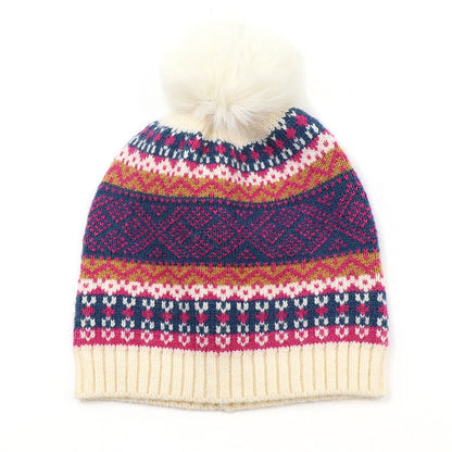 POM Cream & Magenta Bobble Hat