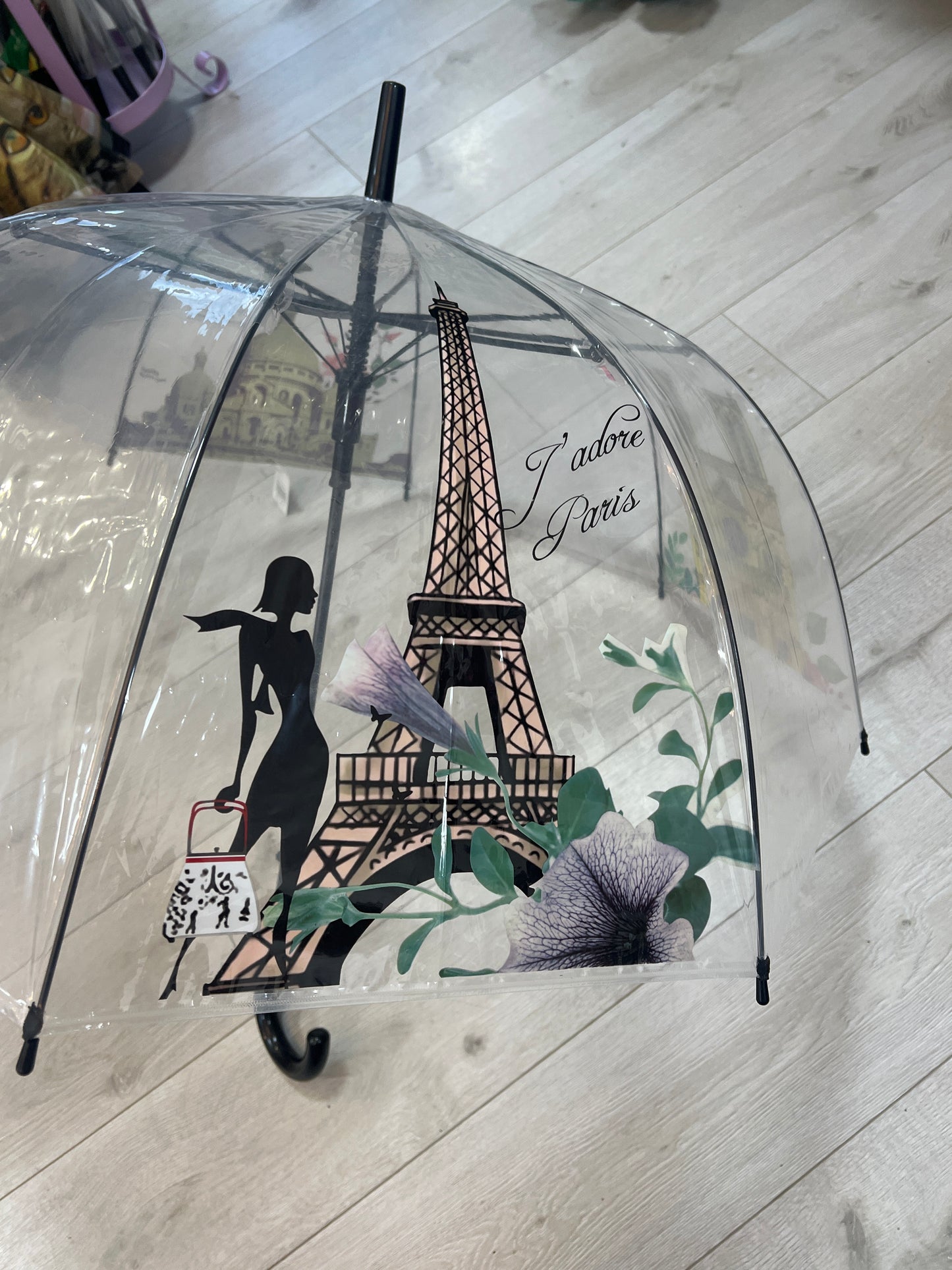 Clear Transparent Automatic Umbrella Paris Design