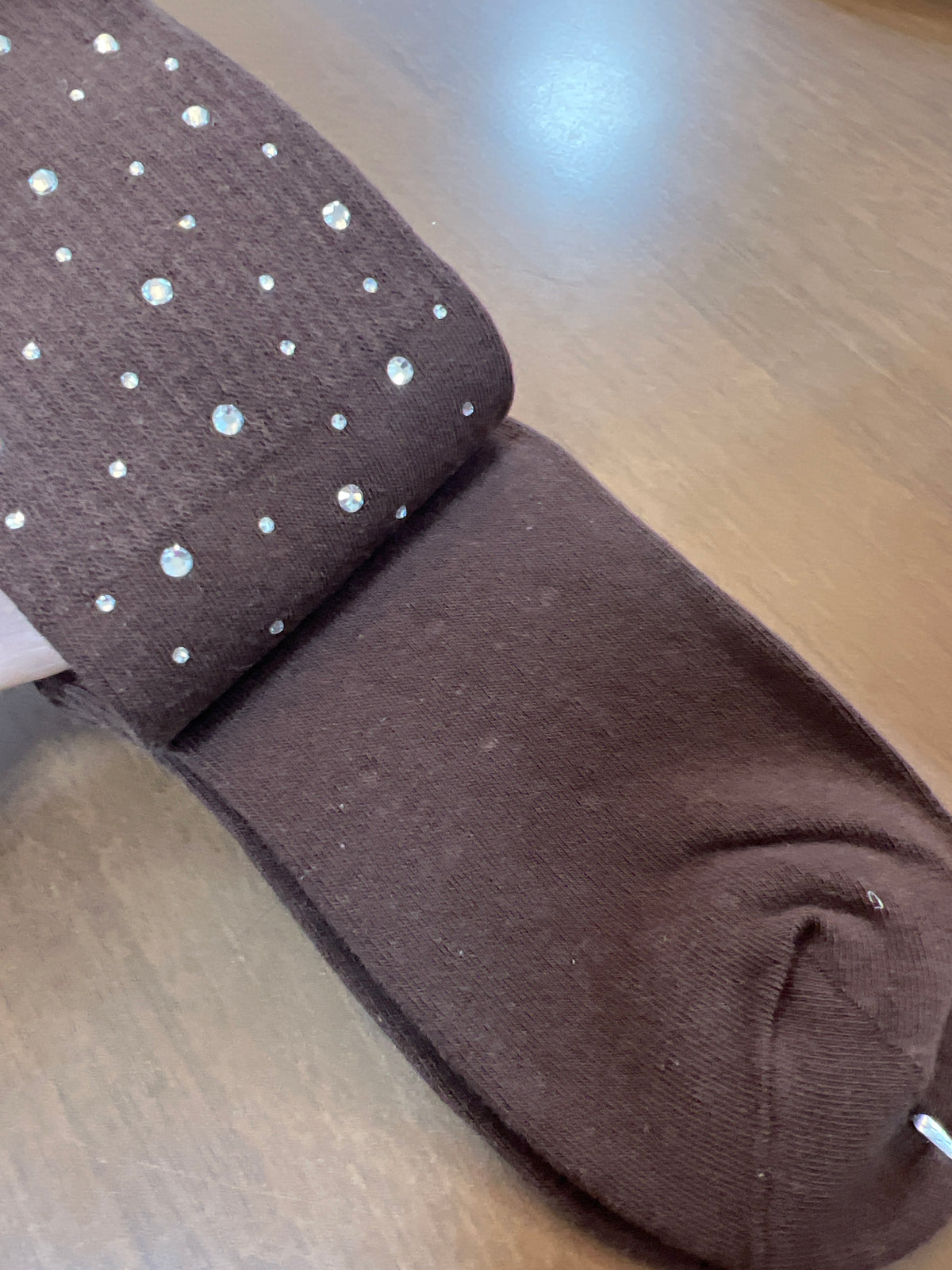 Brown Socks Crystal Detail