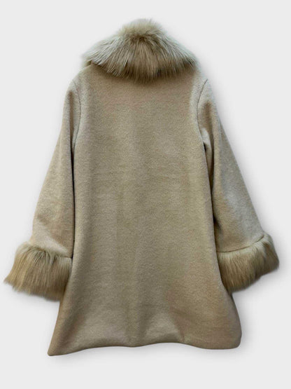 Jessica Coat Fur Trim Beige