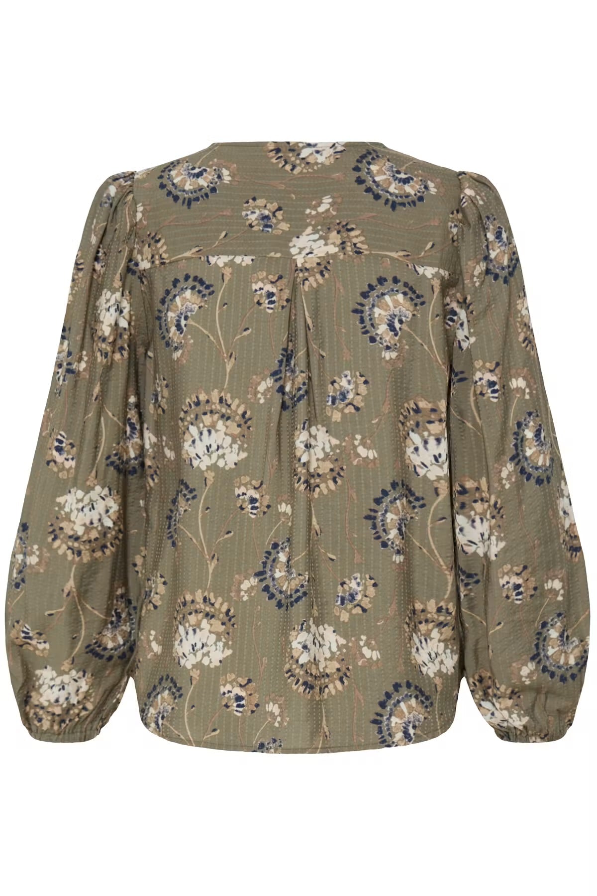 FRANSA Khaki Floral V Neck Blouse