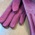 Wine Leatherette/Suedette Gloves Fur Trim