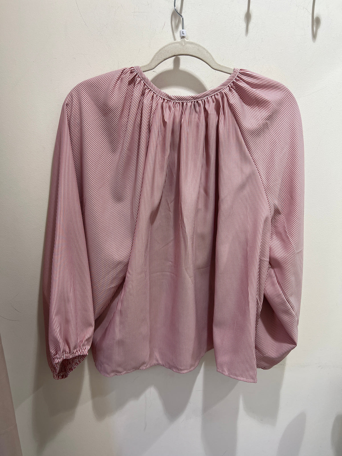 Embroidered Boho Striped Blouse Burgandy