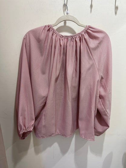 Embroidered Boho Striped Blouse Burgandy