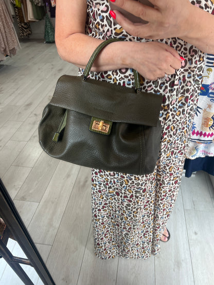 Khaki Green Soft Leatherette Handbag/Crossbody