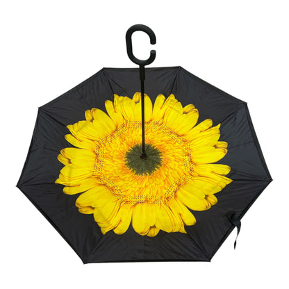 Upside Down Umbrella Sunflower & Black