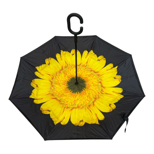 Upside Down Umbrella Sunflower & Black