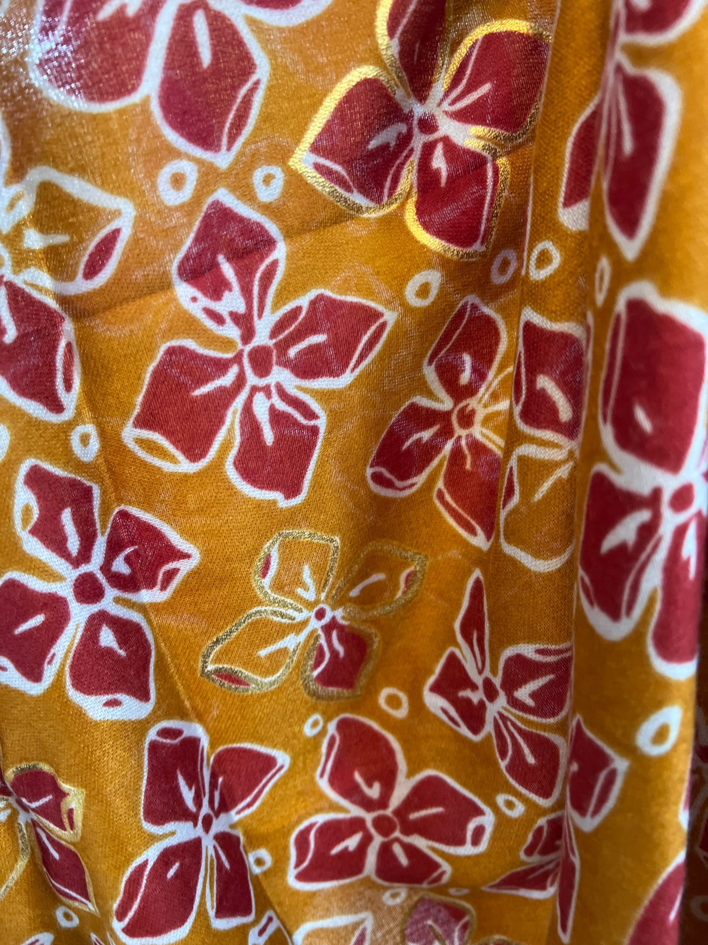 Tan Rust Gold Motif Scarf