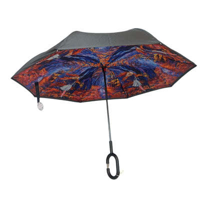 Upside Down Umbrella Purple & Orange Lady