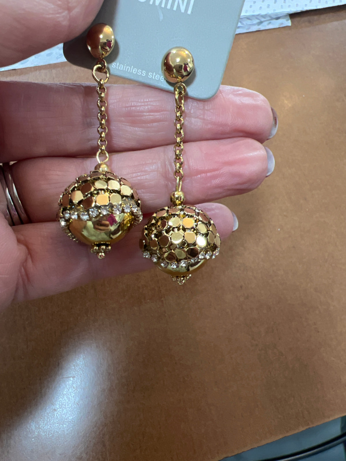 Gold Ball Drop Earrings