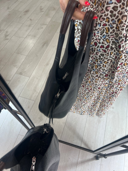 Black Soft Leatherette Shoulder Bag