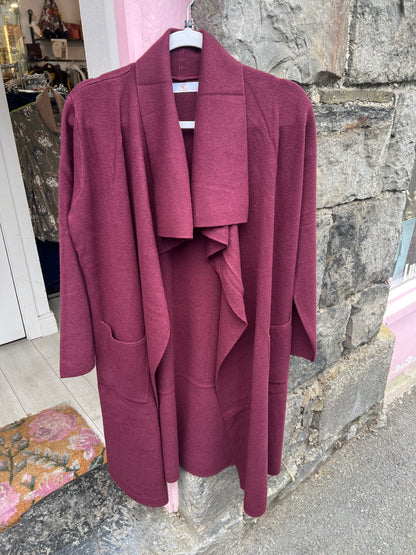 Burgandy Waterfall Longline Cardigan