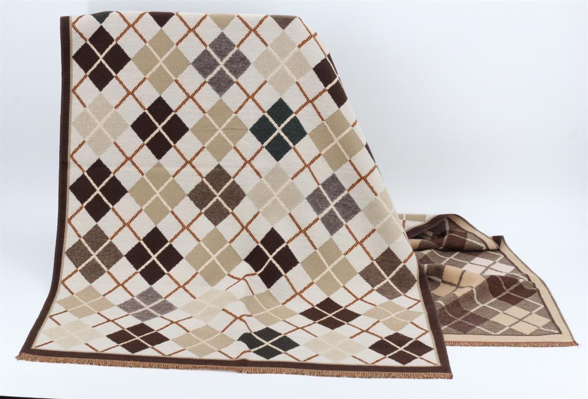Diamond Check Blanket Scarf Brown/Taupe